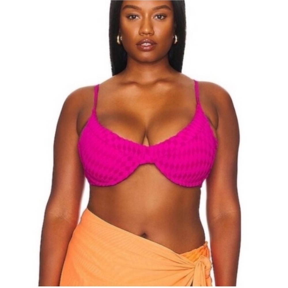 NWT Good American Pink Jacquard Bikini
Top Demi Cup Size 3 Large L